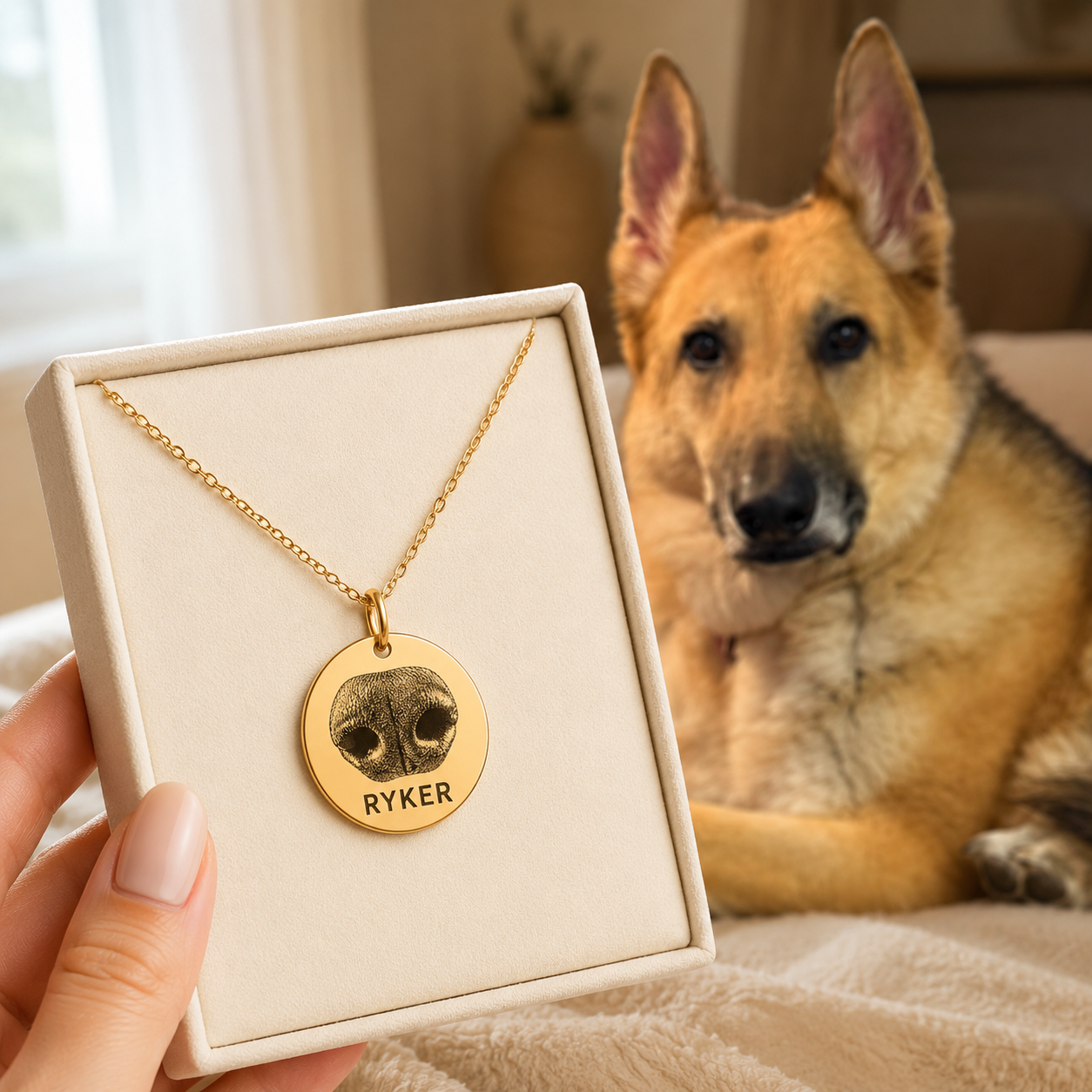 Custom Dog Nose Print Necklace