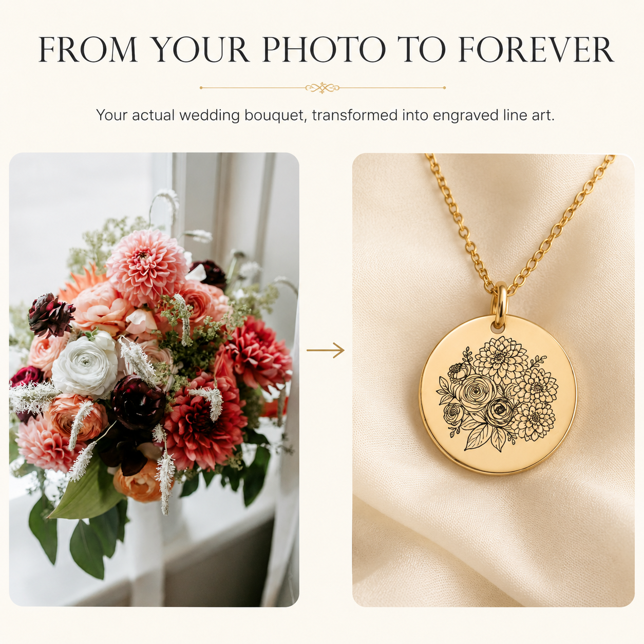 Custom Wedding Bouquet Necklace