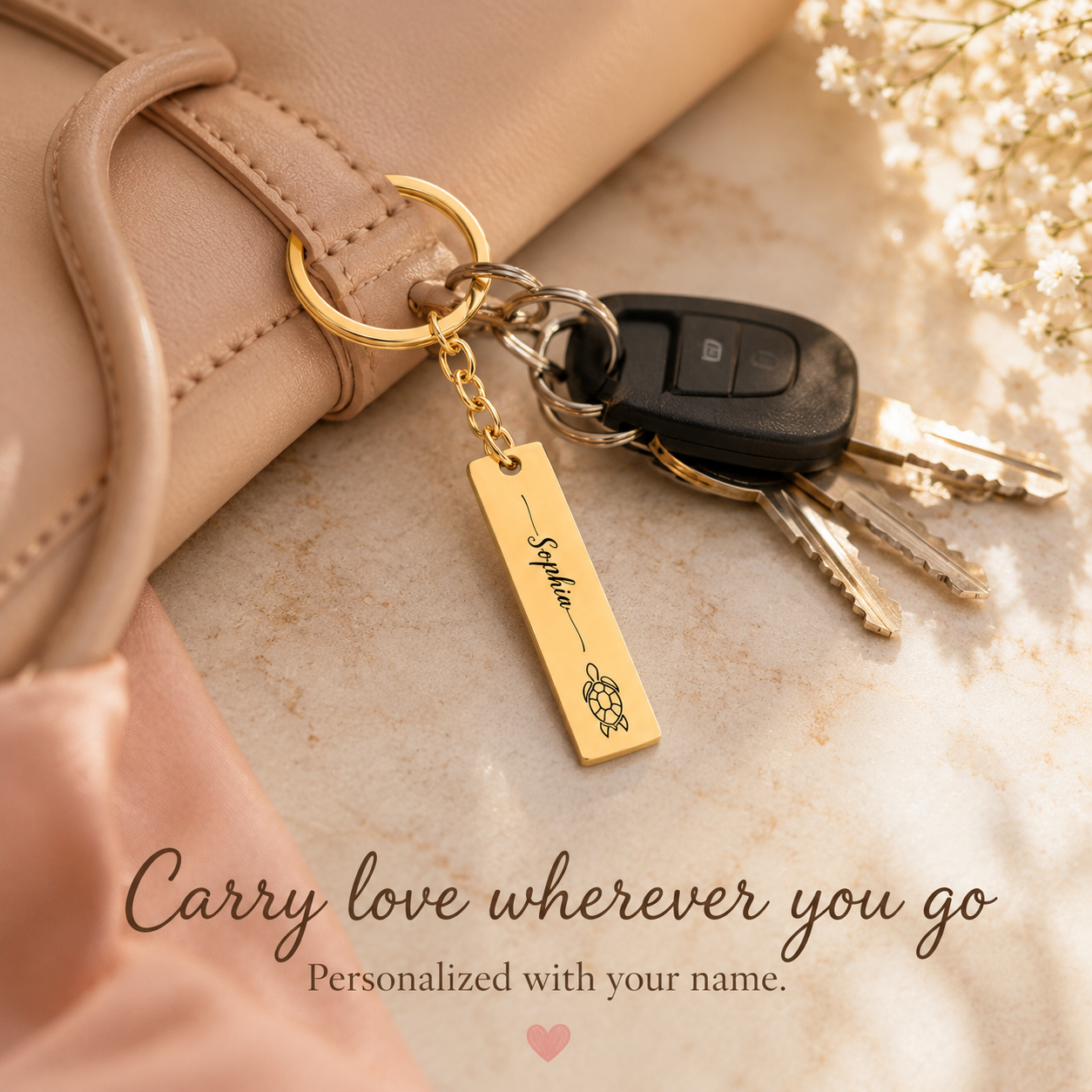 Personalized Vertical Bar Keychain