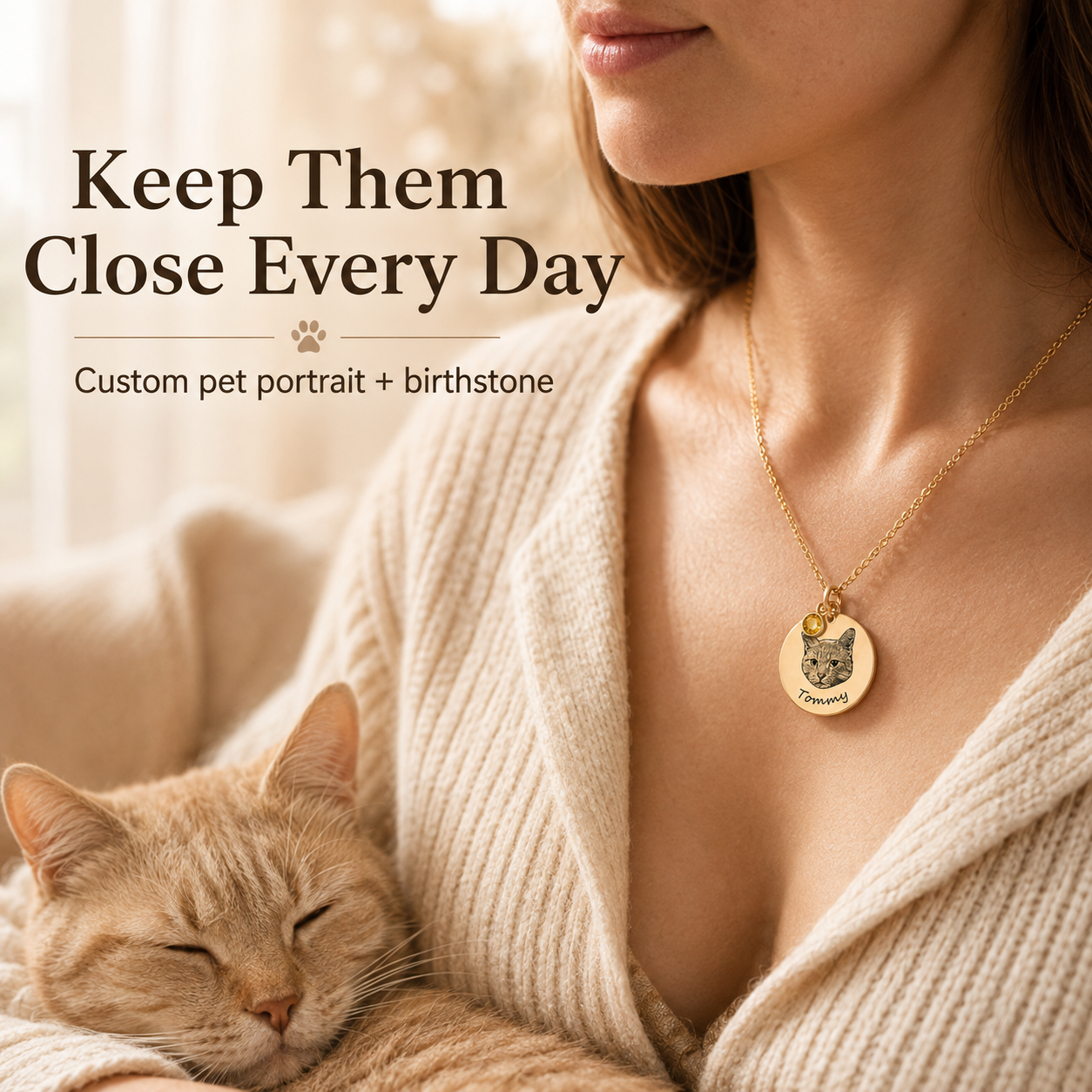 Personalized Pet Birthstone Necklace